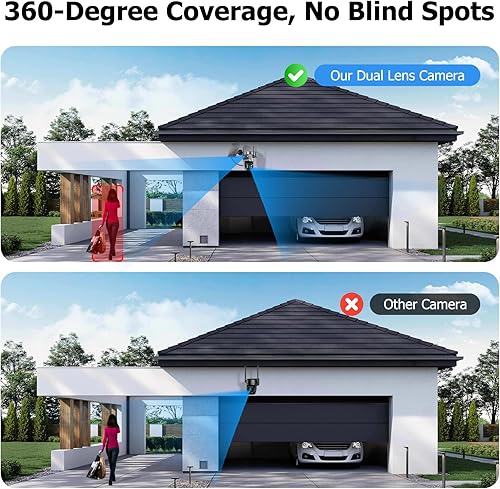 Miniatura 5 de Kurain Cámaras de seguridad solares inalámbricas para exteriores, 2.4G5G WiFi 6, cámara de seguridad de doble lente con visión nocturna a color de 6