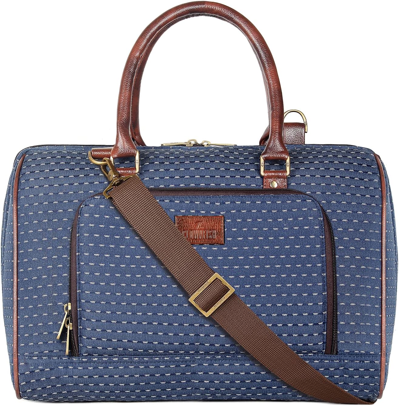 The Clownfish Polyester Oceania 28 litres Tapestry Unisex Business Travel Duffle Bag with 15.6 inch Laptop Sleeve (Blue)
