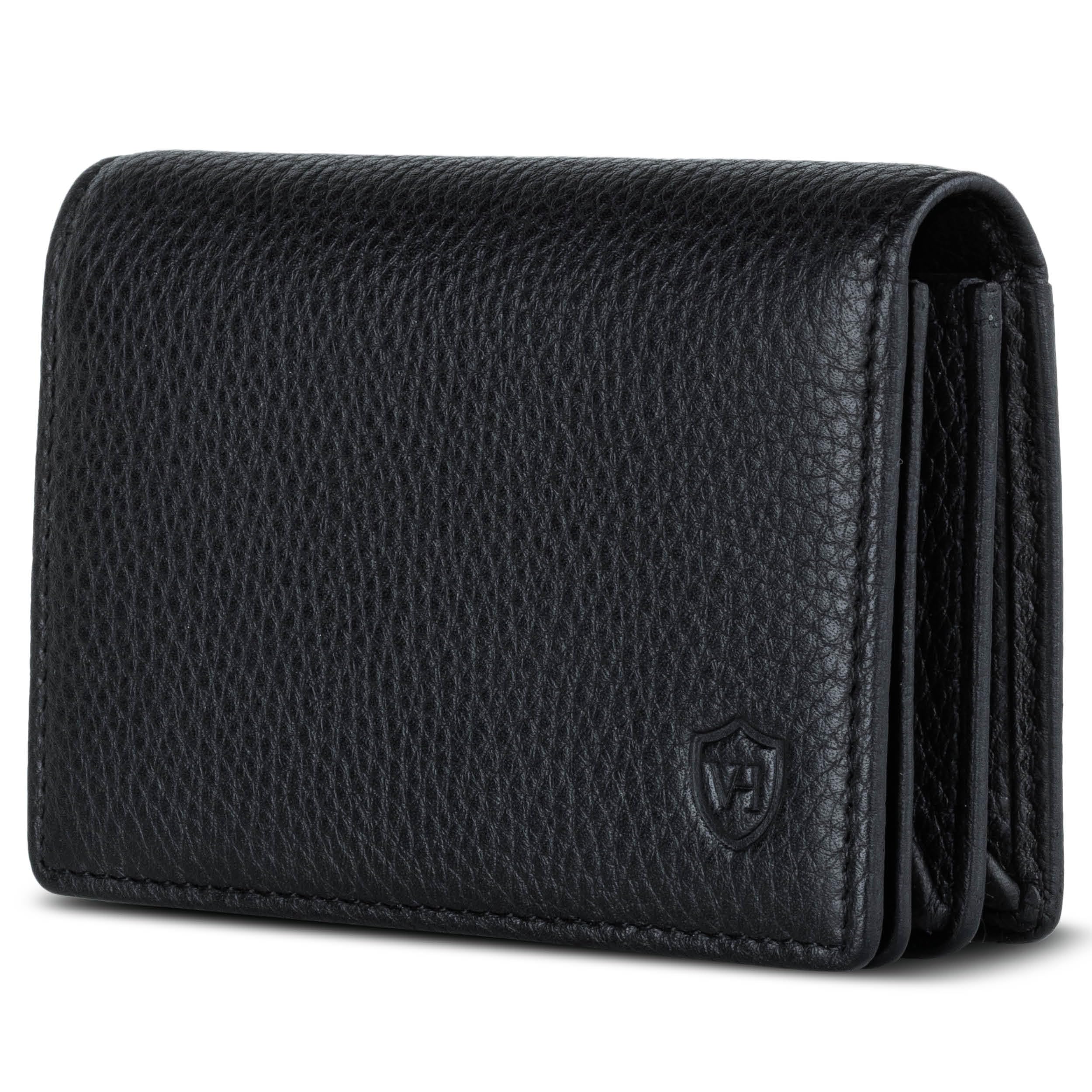 VON HEESEN® Visitenkartenetui Leder mit RFID-Schutz - Platz für 50 Visitenkarten - 6 Fächer - Visitenkarten Etuis - Geschenk für Damen & Herren (Schwarz)