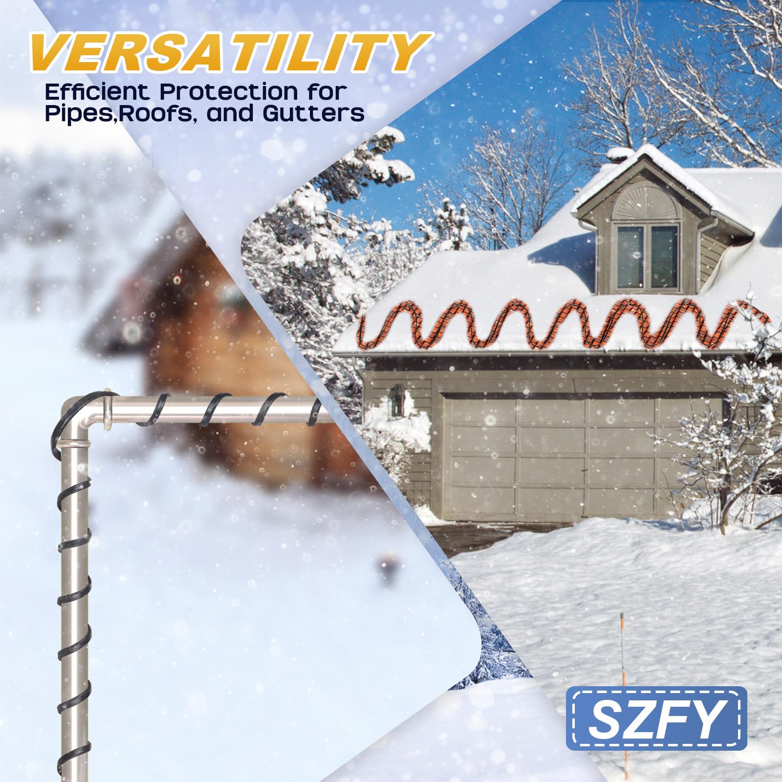 Heizband für Wasserrohre, Enteisungsband für Wasserleitungen, Thermostatdraht, Heizkabel, Heizkabel, Heizband mit Thermostat, Dachrinnen-Heizkabel, beheizter Wasserschlauch, 120 V, 8 W/ft
