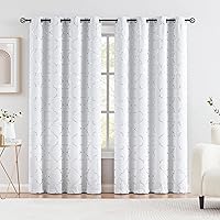 Vista 9 de Paneles de cortina opaca negra para dormitorio de 84" con diseño de ramas doradas metalizadas, estampado marroquí, cortinas eficientes