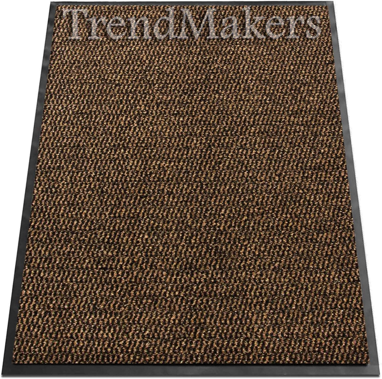 TrendMakers Dirt Stopper Door Mats | Machine Washable Heavy Duty Barrier Mats Anti-Slip Dirt Trapper |15 Sizes - Brown/Black - 60 x 80cm - POLYPROPYLENE PILE