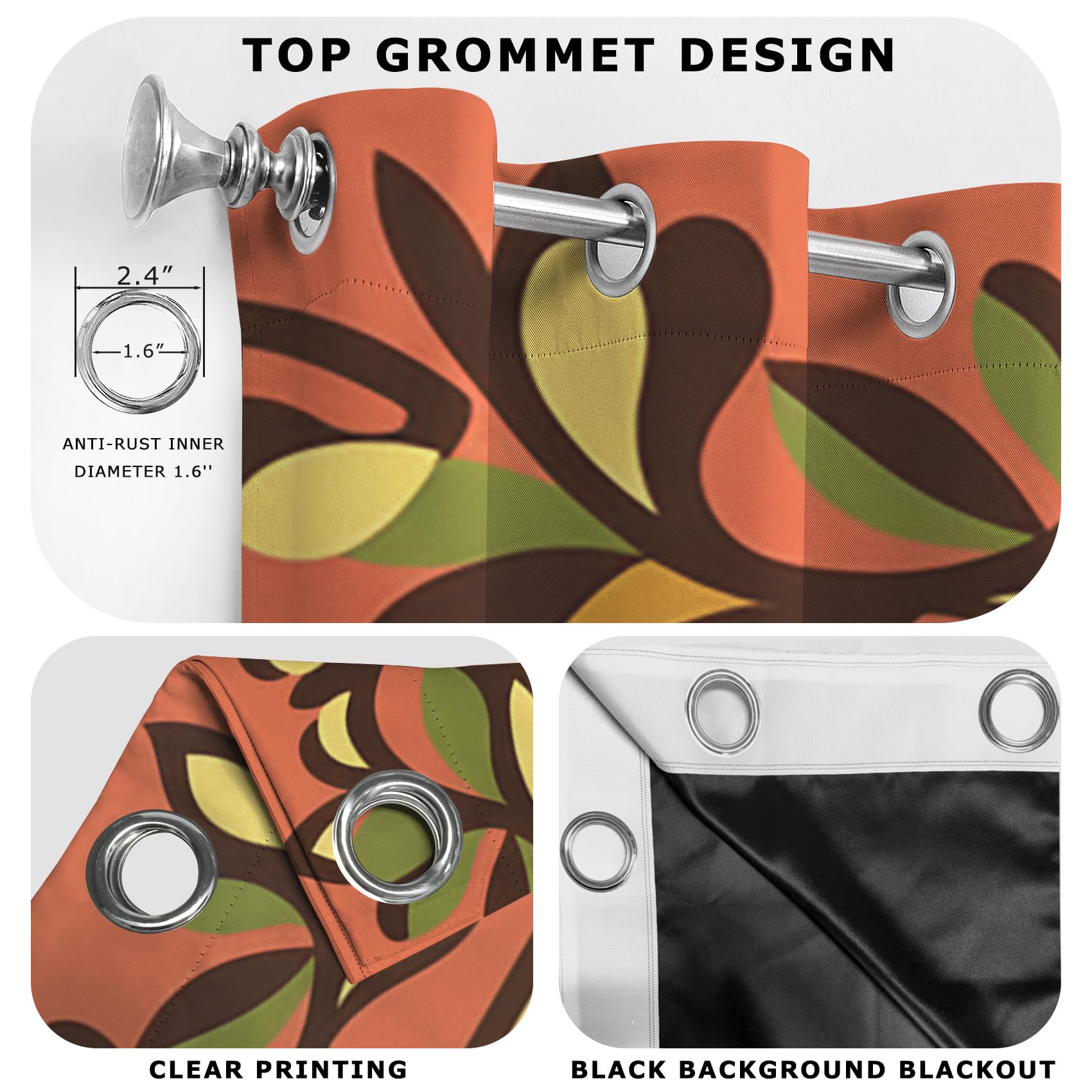 Boho Ethno Vorhänge Blickdicht Gardinen mit ösen Orientalisches Muster Vorhang 137 cm Lang Verdunklungsvorhänge für Schlafzimmer Wohnzimmer Fenster Thermovorhang Kälteschutz 2er Set