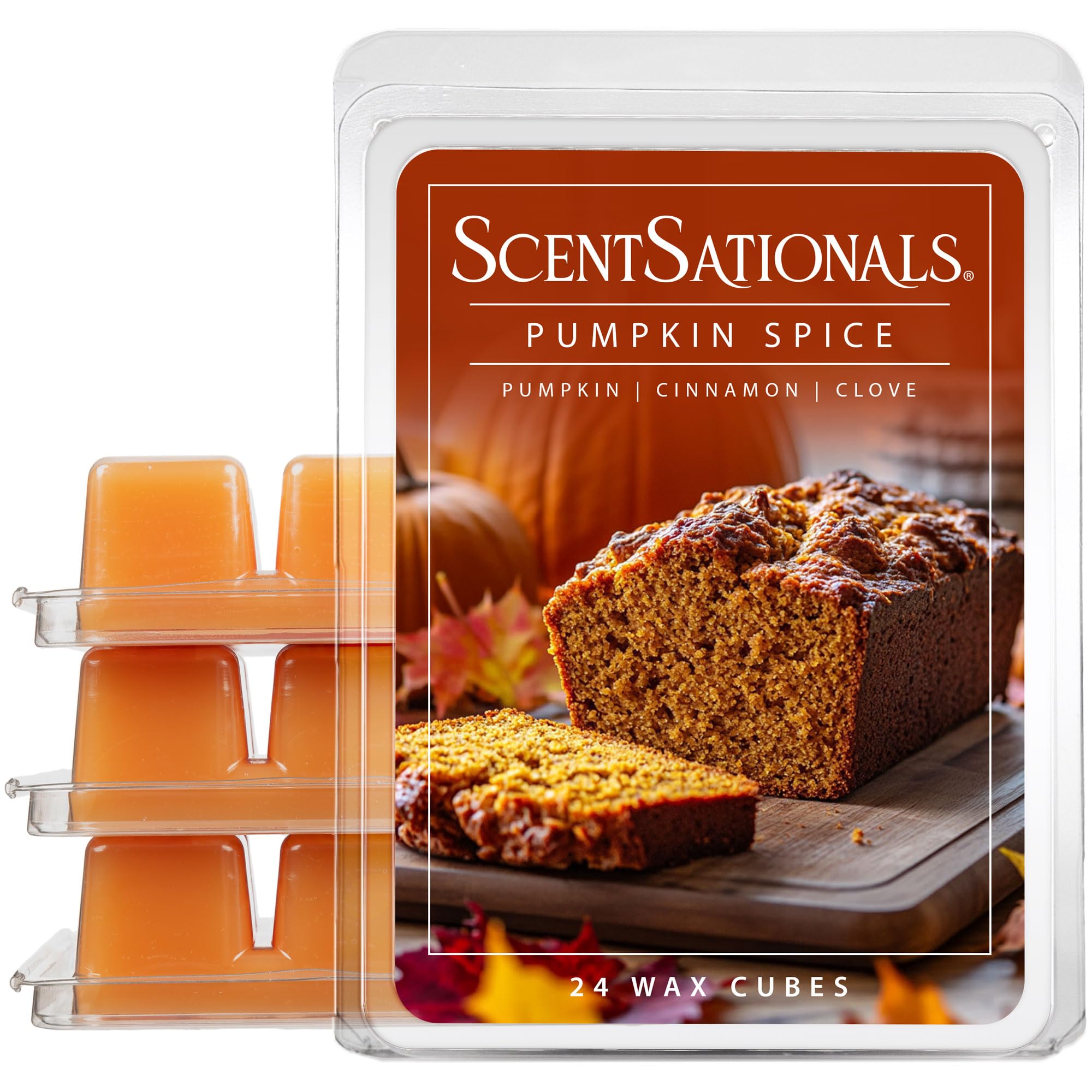 Scentsationals Fall Wax Melts, Wax Cubes Strong Scent - Pumpkin Spice - Long Lasting Scented Melts for Warmer, 10oz (24-Cubes)