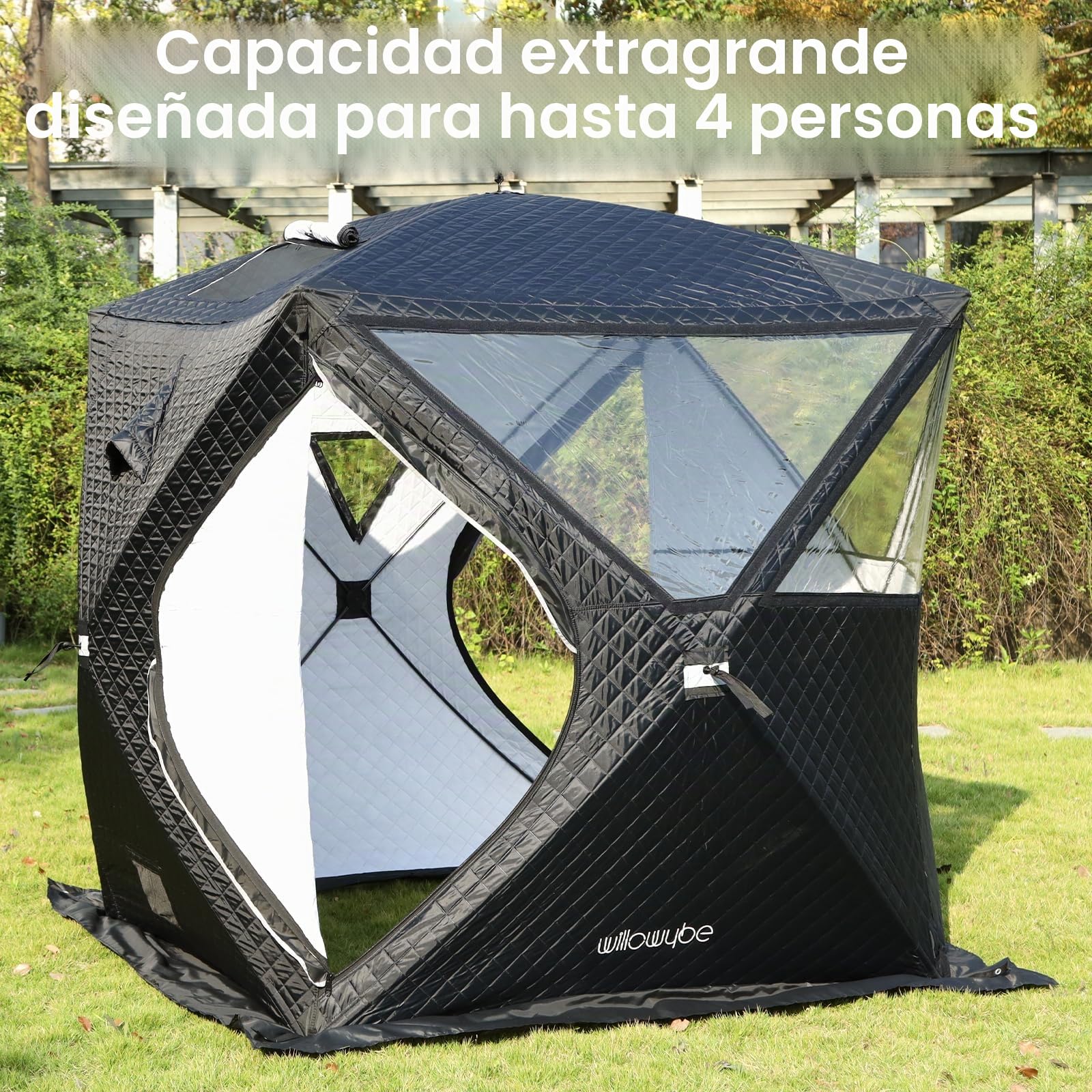 WILLOWYBE Toldo de Sauna portátil Outdoor Sauna Tent Pro - para 4 Personas, Resistente a Todo Clima, Aislado, sólido, con Vista panorámica y fácil de armar