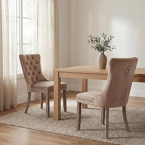 Miniatura 33 de Sillas de Comedor Juego de 4 sillas de comedor de terciopelo azul claro, Silla tapizada de tela para cocina y comedor, sillas de comedor modernas de