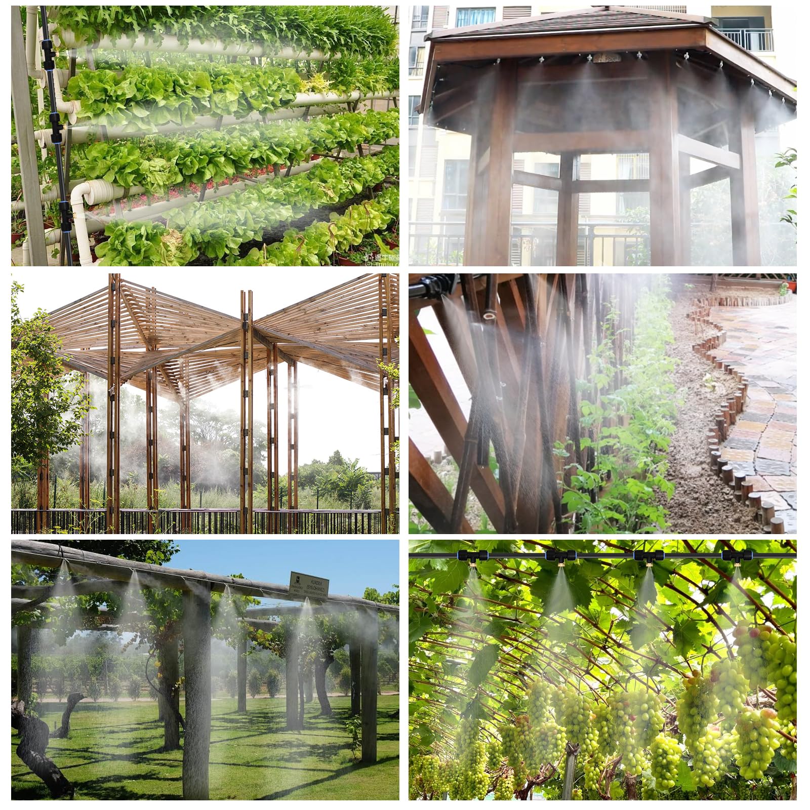 Kit Nebulizador Terraza Jardín,Kit de nebulización de Agua para Exteriores,Sistema de enfriamiento de nebulización,System de Nebulización Automática para Jardín Terraza Invernadero