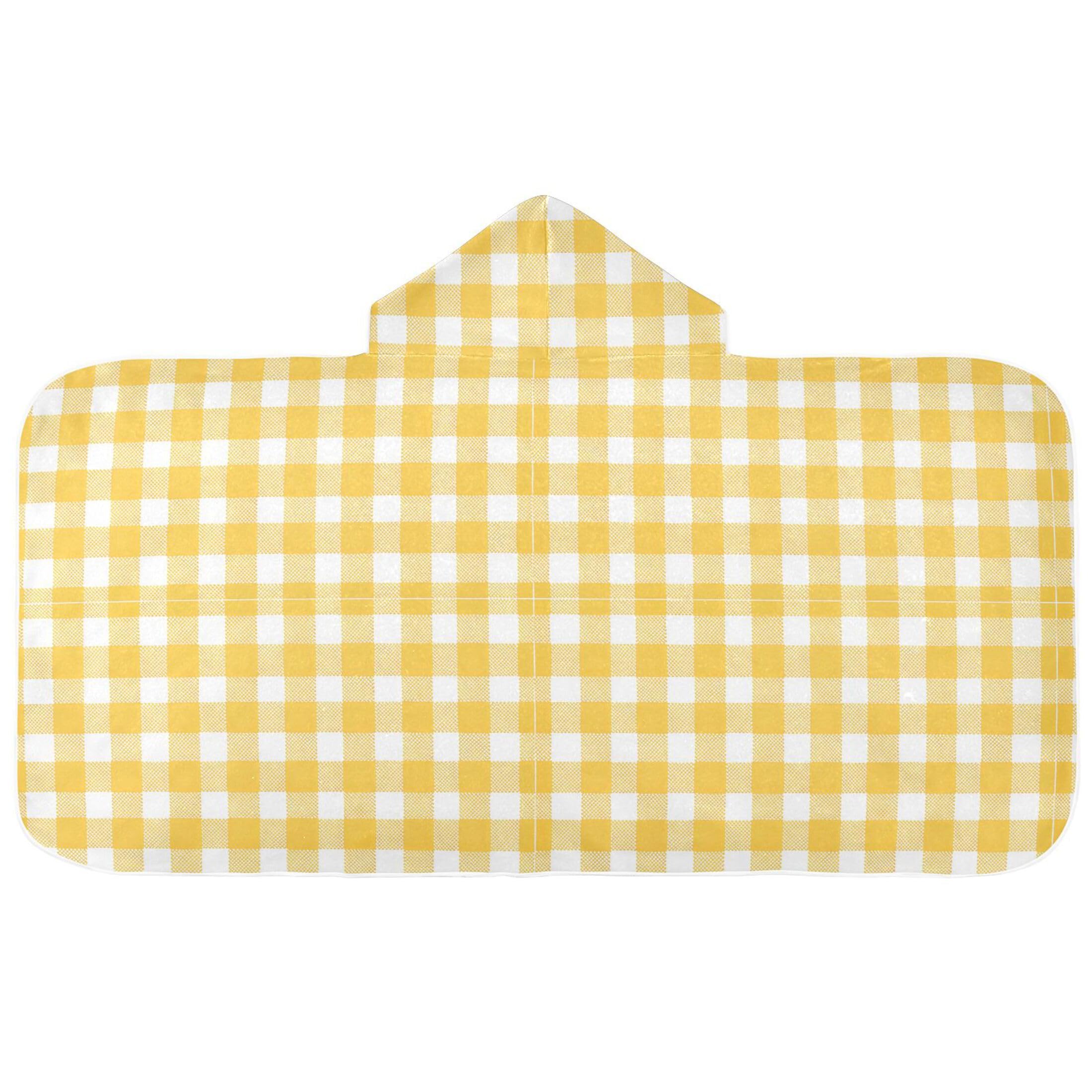 Fuauuyl Yellow Gingham Hooded Baby Bath Towel Soft & Breathable Towel for Newborns Infants Toddlers, Nursery Essential