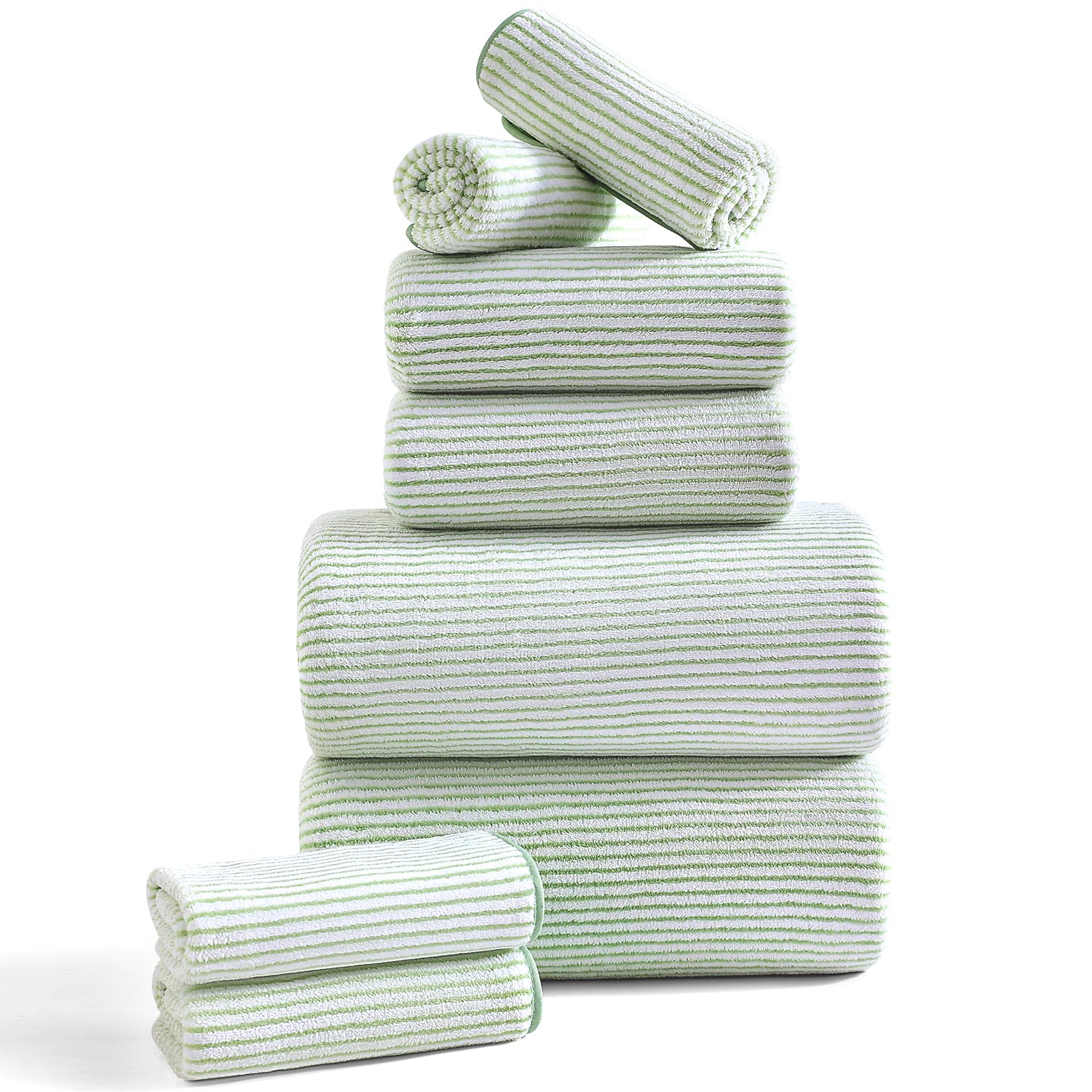 8-Piece Premium Towel Set for Bathroom|2 Oversized Large Bath Sheet,2 Hand Towels,4 Washcloths|Soft Cozy Highly Absorbent Fast Dry Microfiber Shower