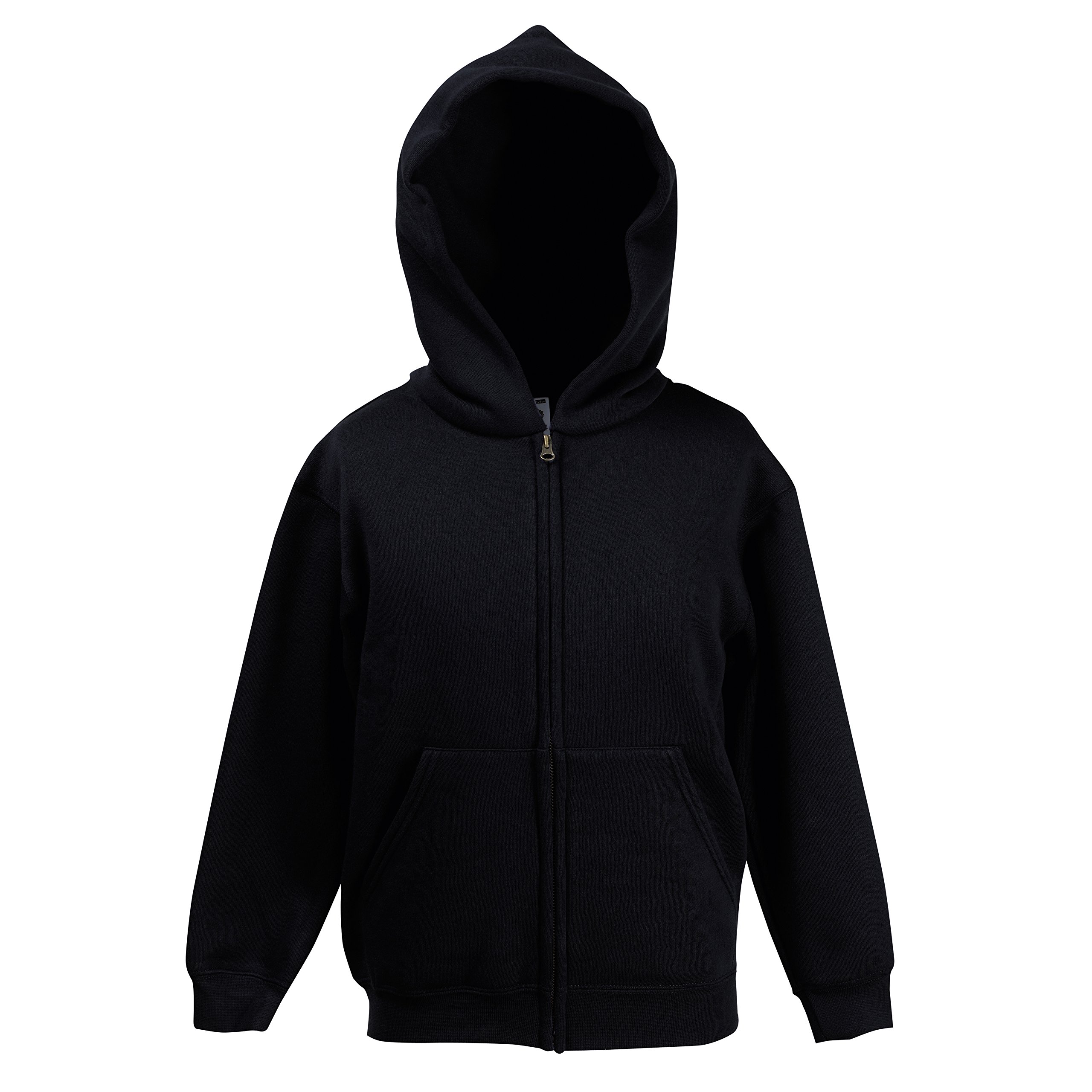 Fruit of the Loom Childrens Classic Zip Hodded Sweatshirt Black Age 14-15