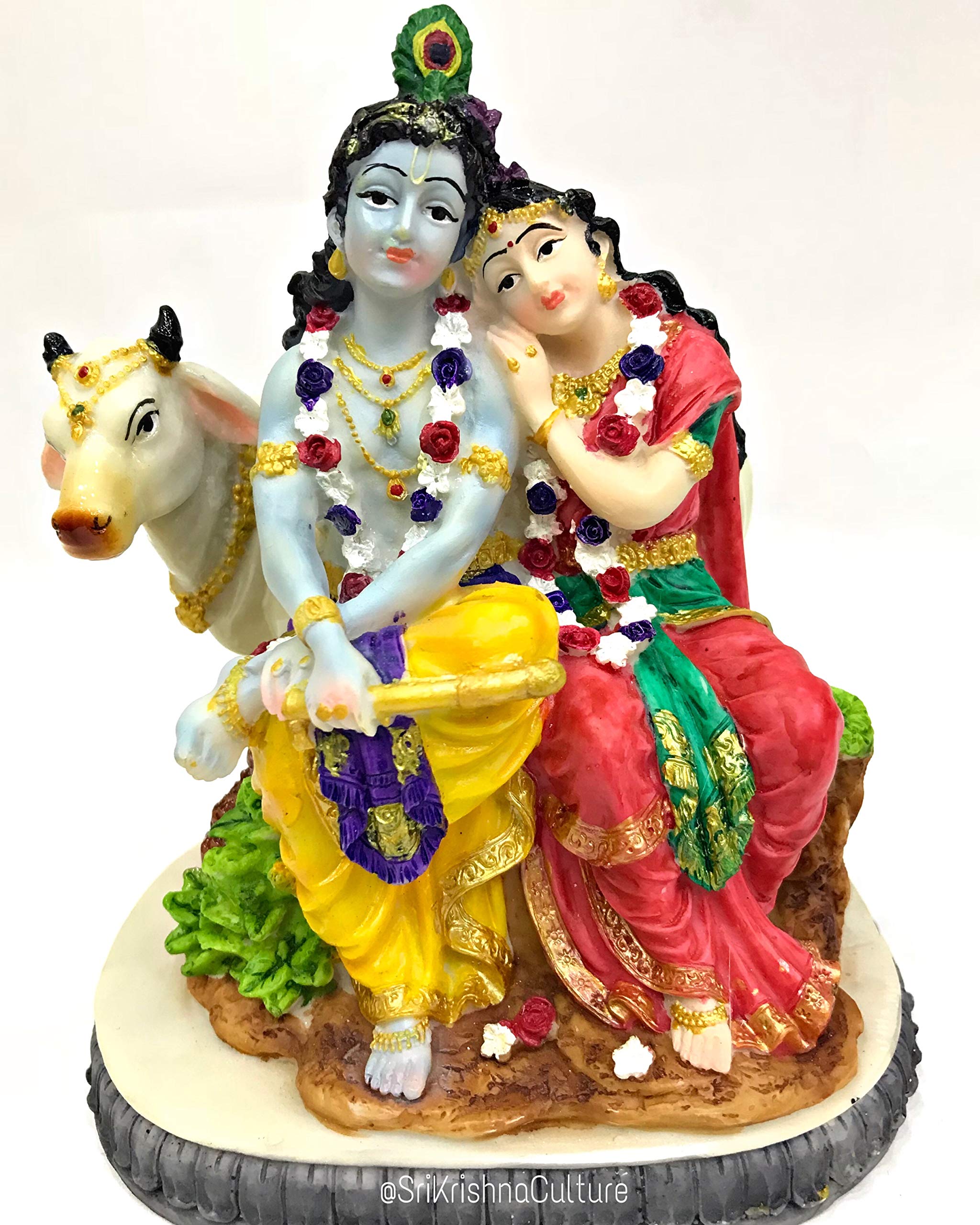 Buy Sri Krishna CultureSitting Radha Krishna Idol with CowHindu God