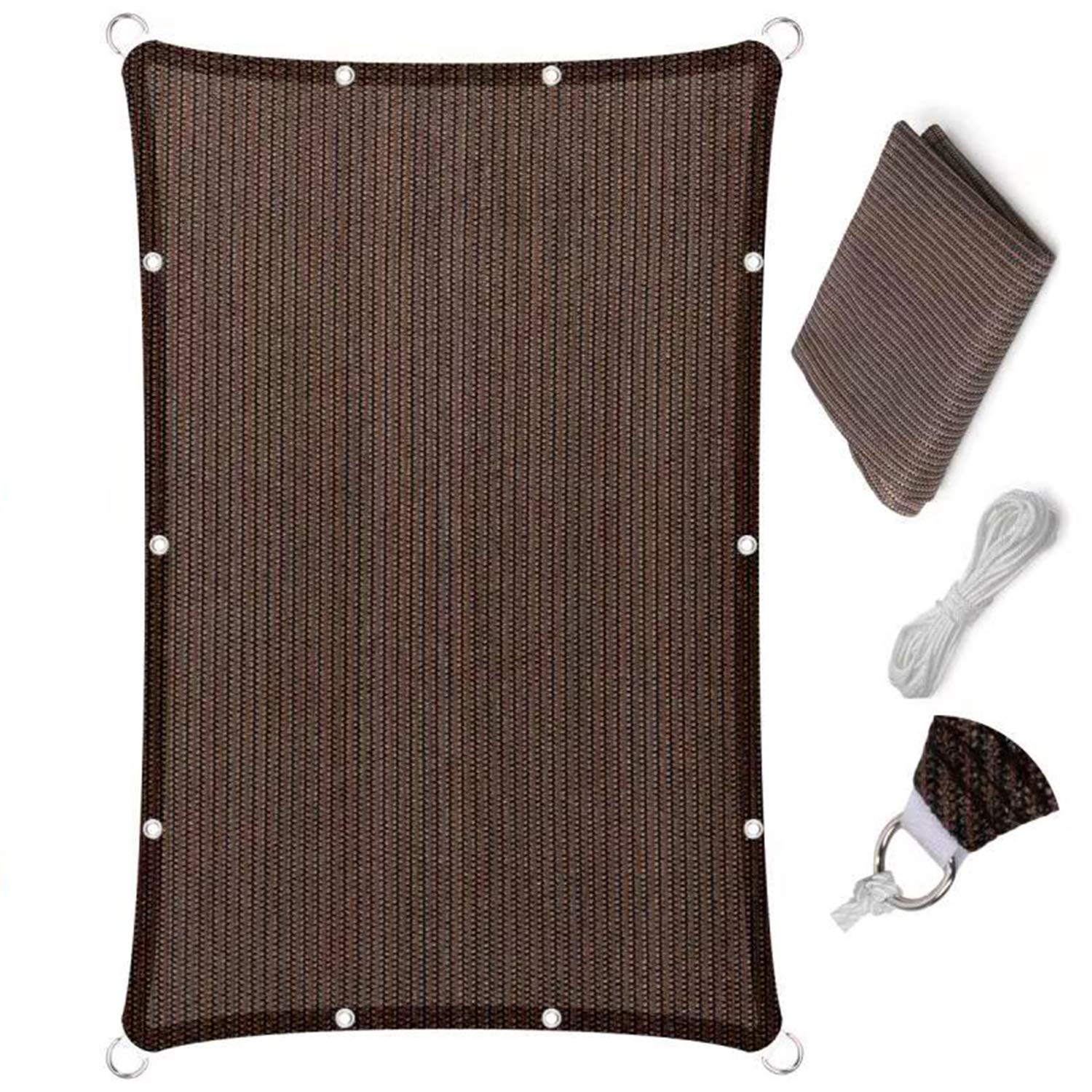 Eden's Decor Straight Flat Edge Sun Shade Sail with Grommets, Pergola Shade Cover Outdoo Sun Shade, Patio Shade, Deck Shade(Brown, 11' X 16')