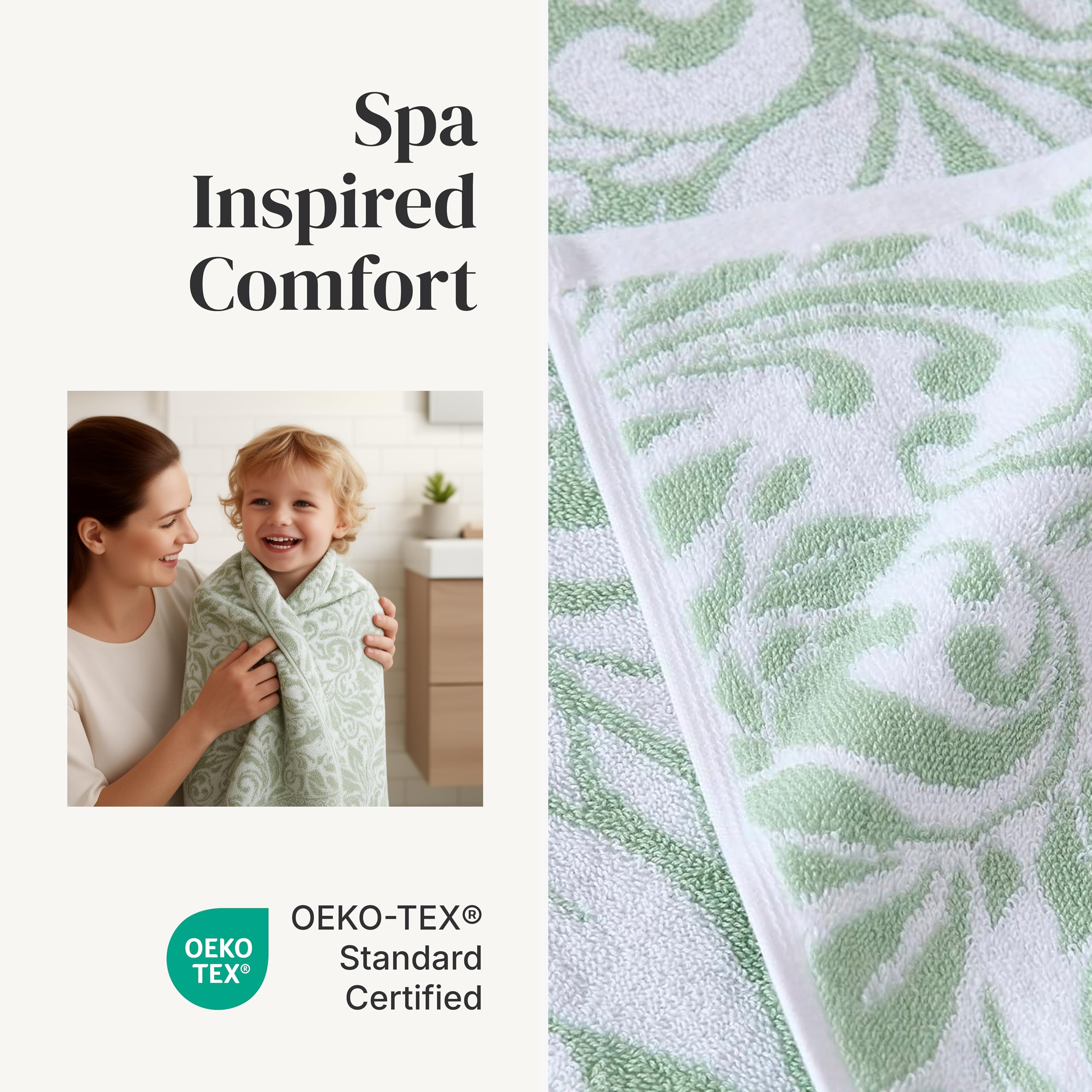Amrapur Overseas Modern Threads Lot de 6 Serviettes réversibles en Fil Teint Jacquard – Serviettes de Bain, essuie-Mains et débarbouillettes – Super absorbantes et à séchage Rapide – 100% Coton