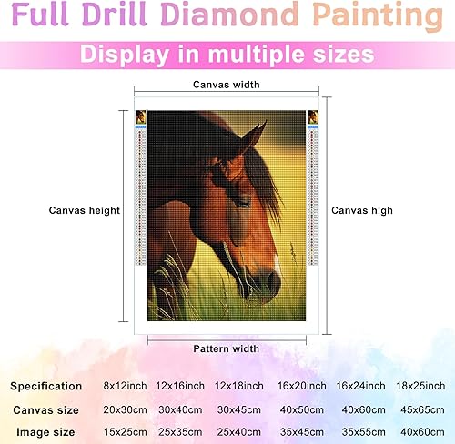 Miniatura 8 de Kits de pintura de diamantes 5D para bricolaje, animales coloridos, taladro completo, kits de pintura de diamantes, arte de animales, caballos