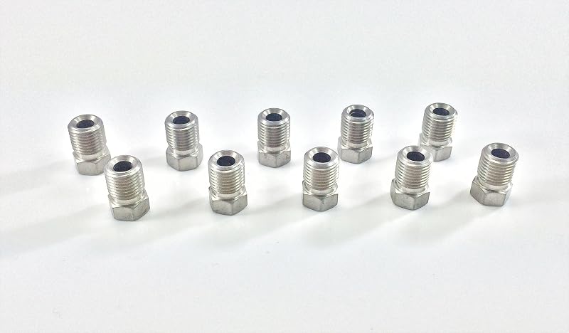 Conexão de flange invertida para tubo de freio The Stop Shop em aço inoxidável 3/16" com rosca métrica 10 x 1 mm – Pacote com 10