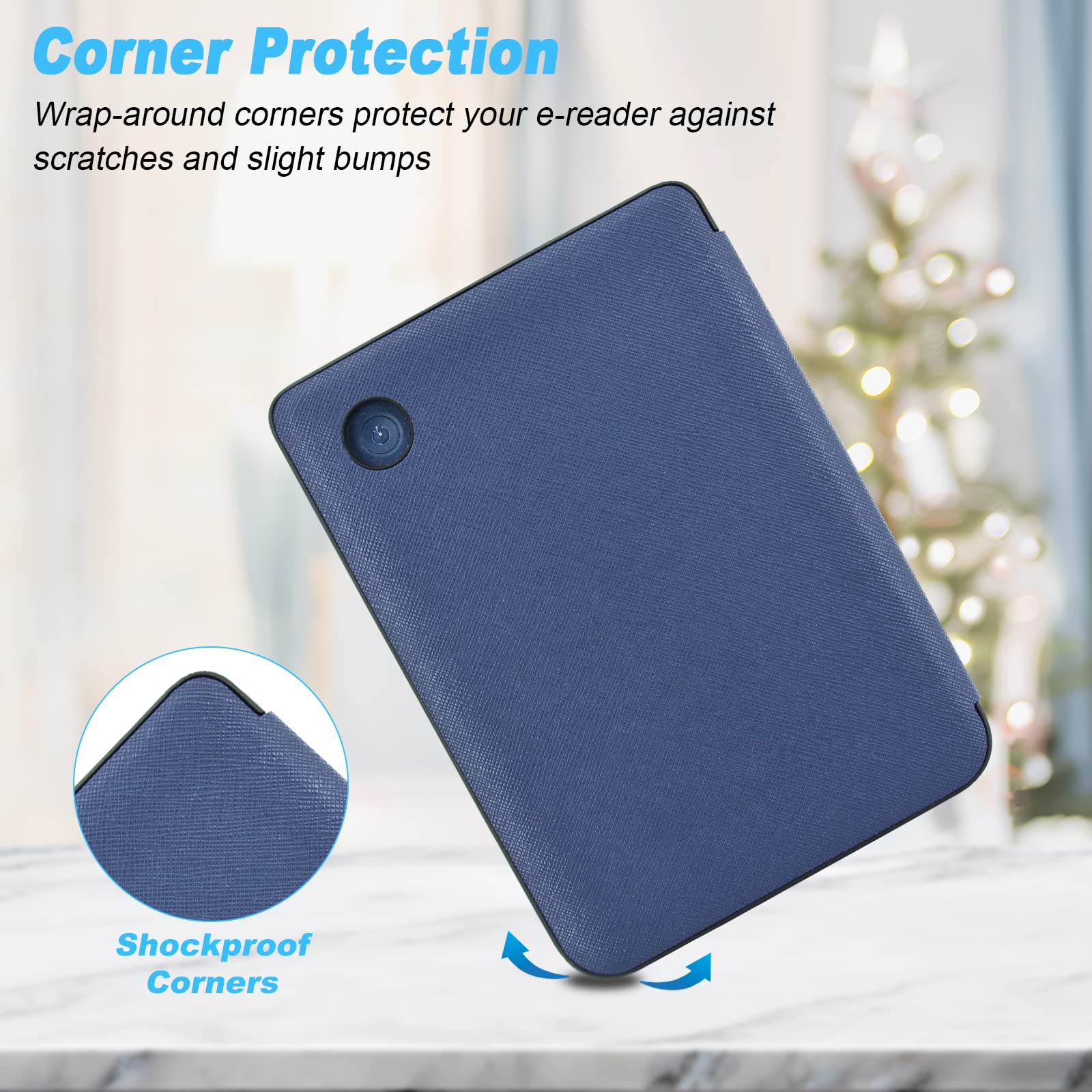 DMluna Custodia per Kobo Clara Colour/Clara BW/Clara 2E, Tolino Shine Colour/Shine 5/4 - Cover Protettiva Funzione Auto Wake/Sleep - Pelle Sintetica Premium, Antigraffio, Anticaduta