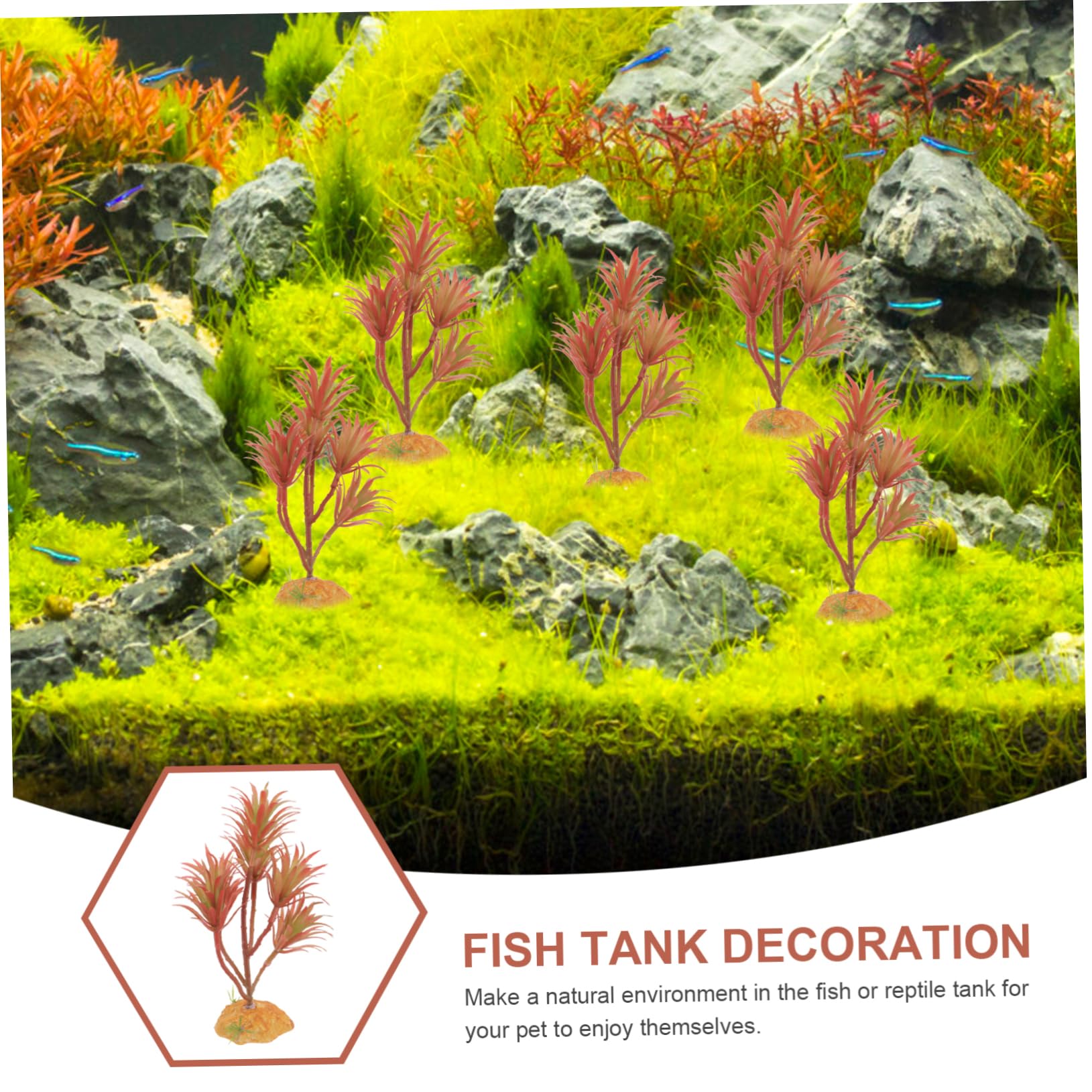 ibasenice 5 Pezzi Set di piante simulato piante artificiali acquatico pianta artificiale per acquario habitat impianti Piccole acquario di plastica da acquario