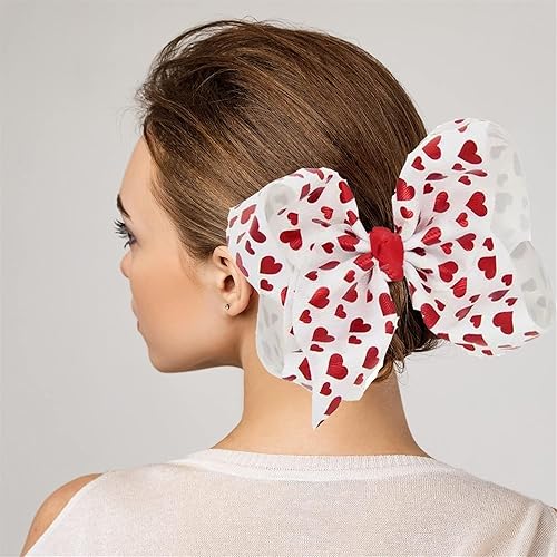 Miniatura 6 de LDDCX Diadema roja para el día de San Valentín, lazo para el cabello de flores rojas, lazo rosa en forma de corazón 13 (J)