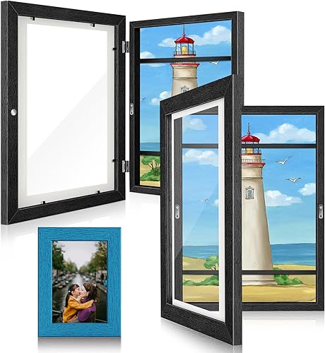 Mlikero Marcos de arte para niños intercambiables, paquete de 2 marcos de arte para niños con almacenamiento, marcos de arte para niños A4, marcos