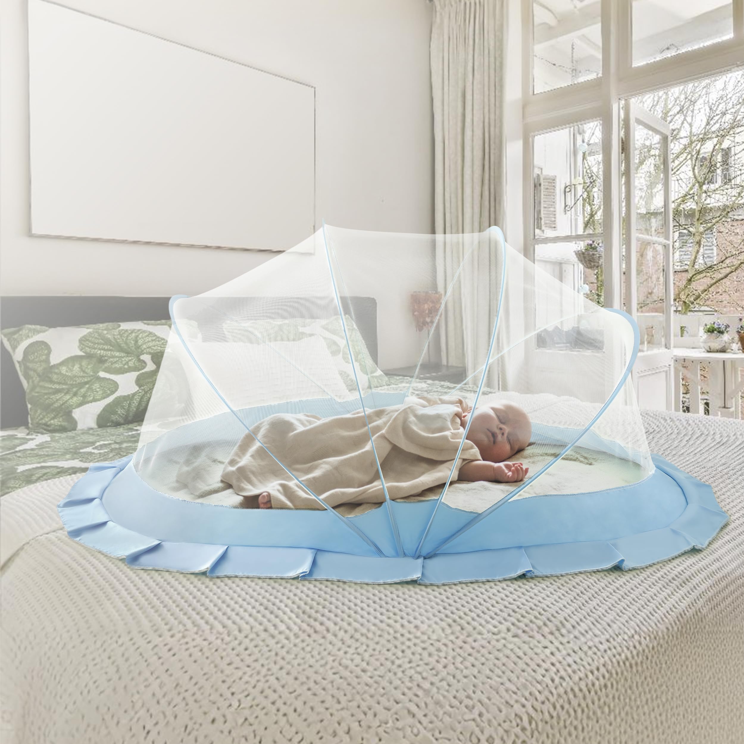 Classic Mosquito Net for Baby,Bottomless and Foldable Net for Baby Safe & Easy Use,Ensures Your Baby's Safe Sleep-135cmX65cmX65cm Upto 3Years-Blue