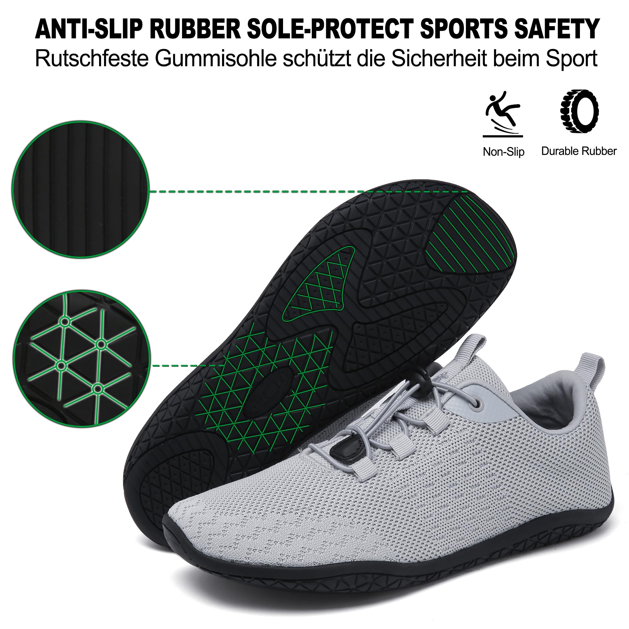 Geweo Scarpe Barefoot Minimaliste Donna Uomo Comode Scarpe Sneakers con Punta Larga Scarpe Trail Running Leggero Scarpe Palestra Camminare con Suola Zero Drop Barefoot Shoes Unisex 37-47EU