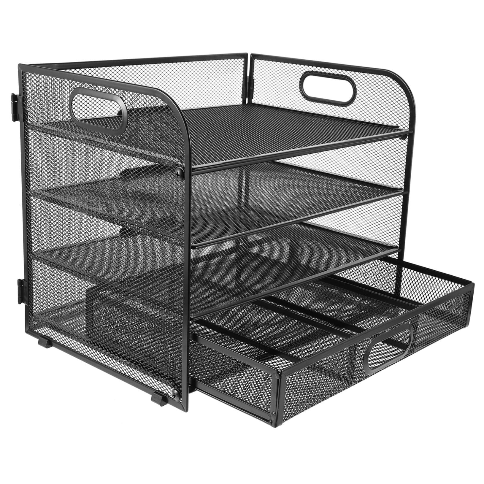 Organizador de Archivos de Escritorio Negro de Acero al Carbono