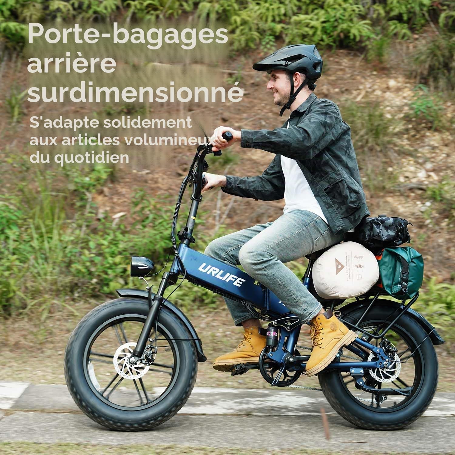 URLIFE T5 Vélo électrique pour homme, 20" Fatbike pliable avec batterie amovible 48 V 13 Ah, portée de 80 à 100 km, suspension complète, 7 vitesses, pour ville et terrain