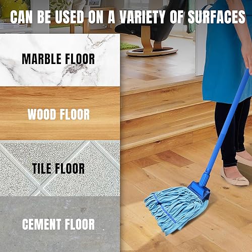 Miniatura 3 de Cabezales de fregona de microfibra reemplazo del cabezal de fregona para limpieza de pisos, fácil de escurrir, azul (paquete de 2)