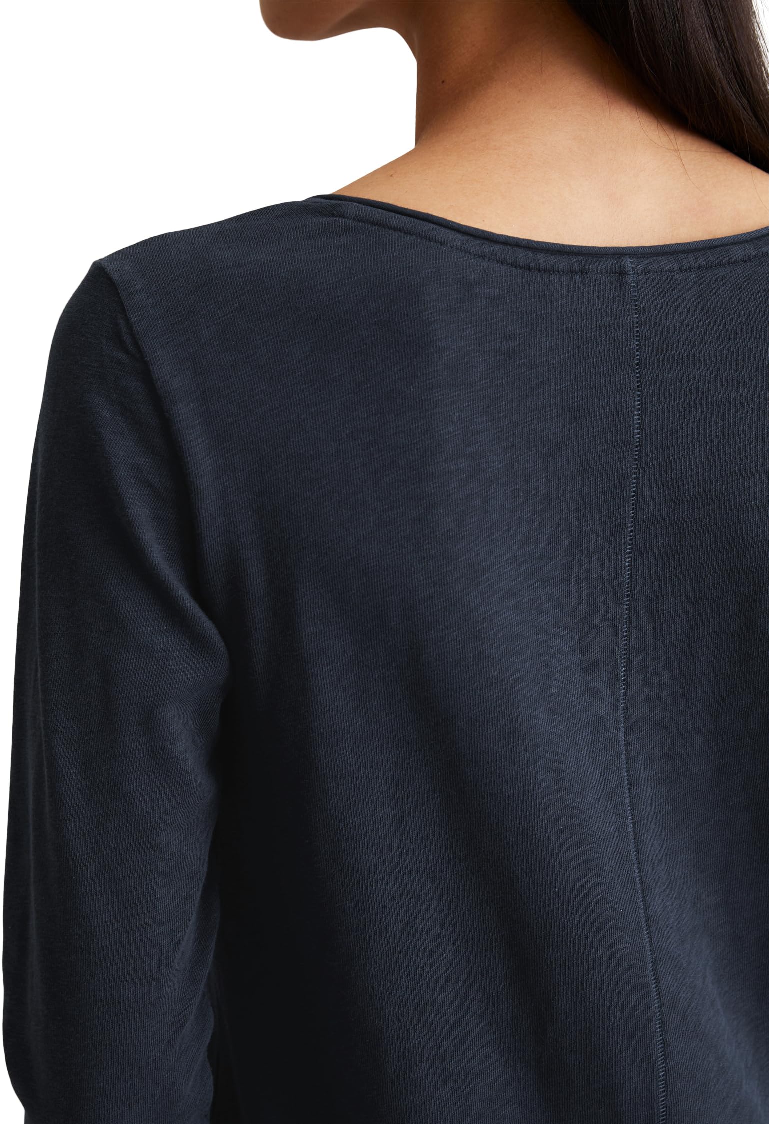 Marc O'Polo Denim Damen Langarmshirt aus Bio-Baumwolle mit V-Ausschnitt
