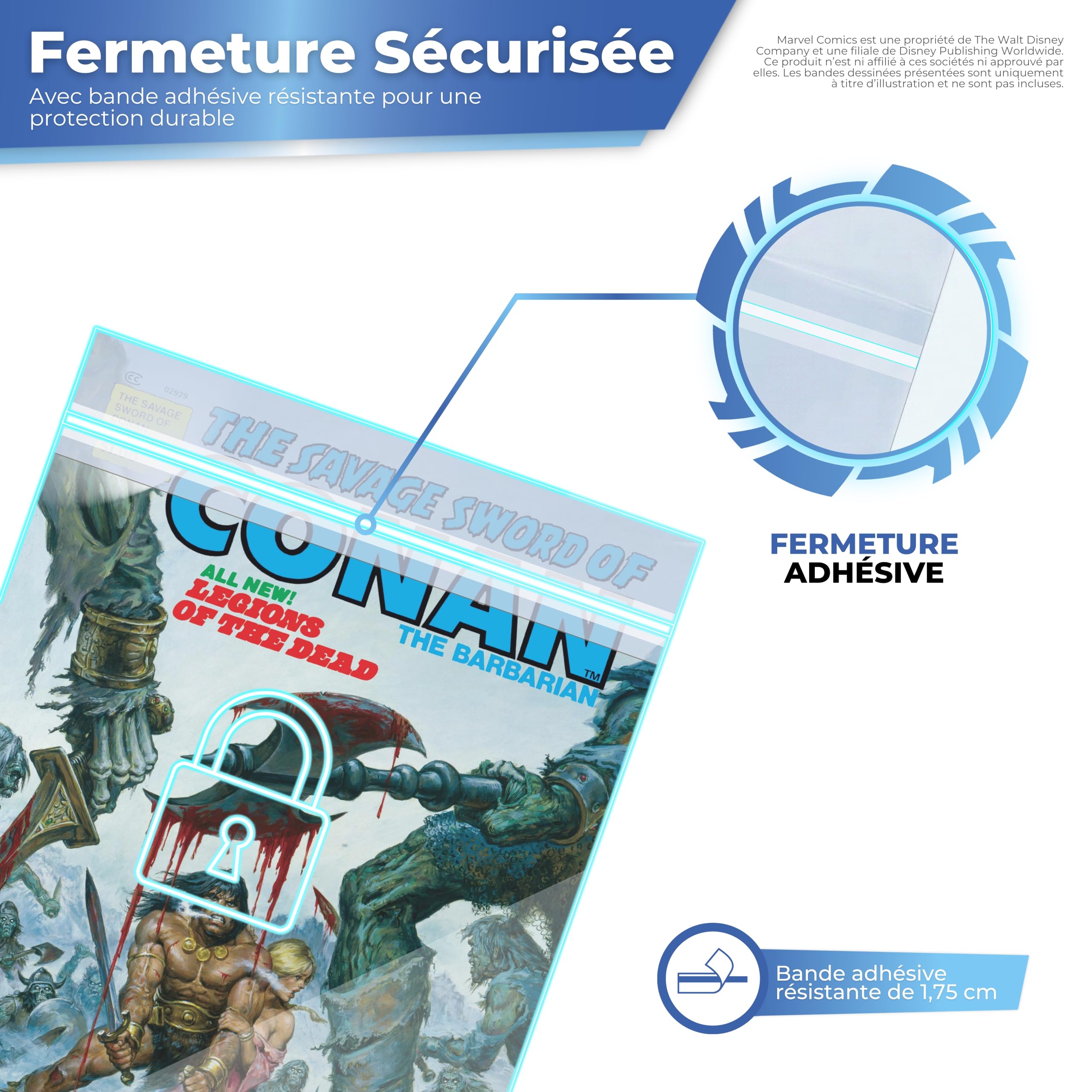 Pochettes Comics Magazine Size (Lot de 100) – Comic Bags avec Fermeture Adhésive, Sans Acide, Ajustement Précis pour BD Grand Format, Haute Transparence