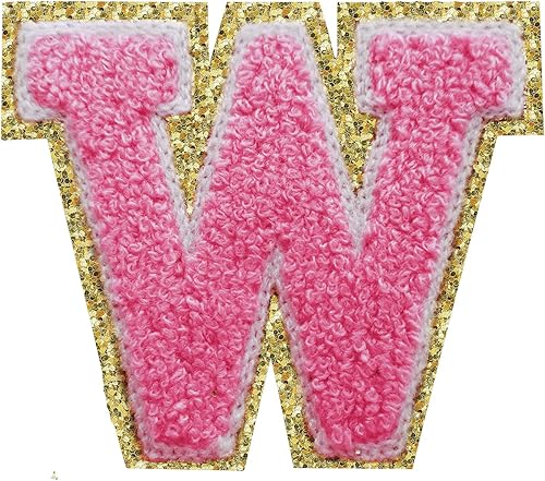 Miniatura 259 de Parches de letras termo-adhesivas de felpilla para chaquetas, parches de letras universitarias con brillantina para planchar en la letra azul A