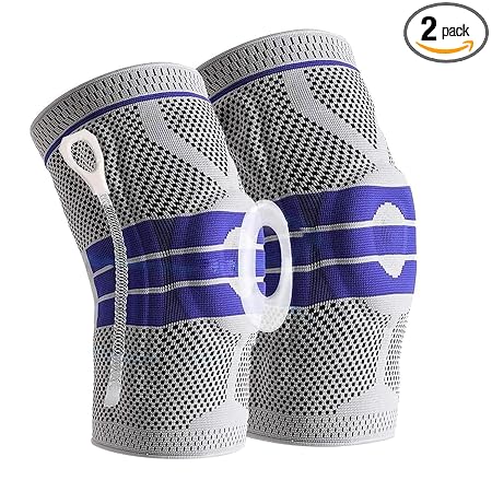 amiciCare Anti-Slip Knee Pads, Silicone Circular Support for Meniscus Tear Arthritis Side-Support Strips Knee Protector for Men & Women (Pack of 2)