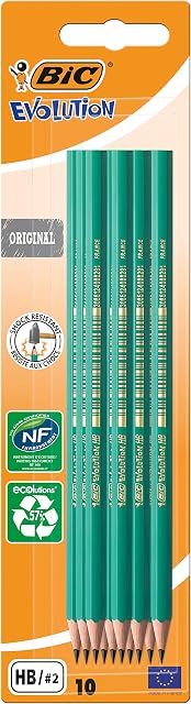 BIC Evolution Original Pencils - Pack of 10 - All-Purpose, Extra- Resistant Erasable Pencils for Easy Drawing and Writing