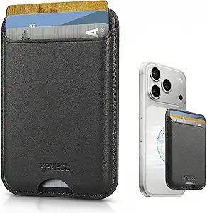 Magnetic Mag-safe Wallet Cell Phone Card Holder for Phone Case with Mag-Safe, Stronger Magnetic RFID Leather Phone Wallet Stick on for iPhone 17/16/15/14/13/12 Series, Black Color