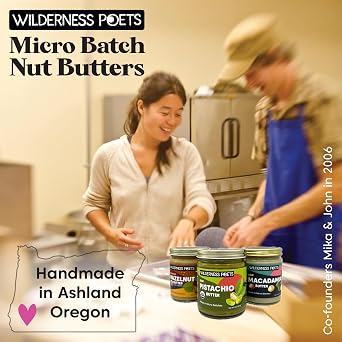 Wilderness Poets, Almond Butter - Organic Raw Nut Butter (8 Ounce) - Vegan, Gluten Free, Non GMO, No Salt, No Sugar - Glass Jar
