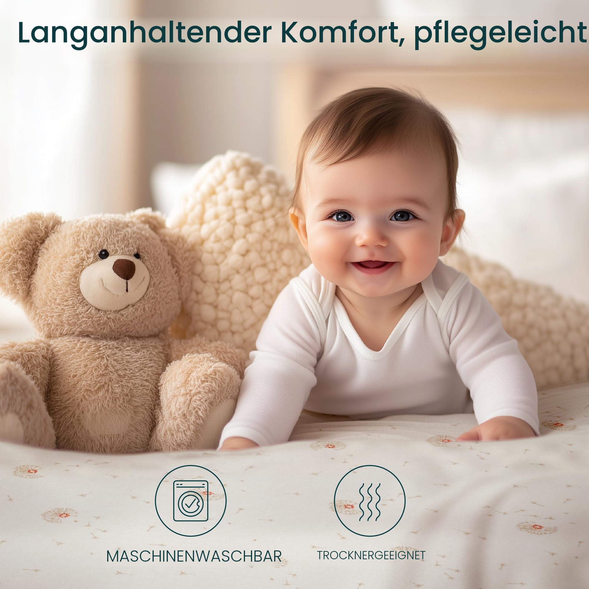Tutti Bambini Spannbettlaken Beistellbett (2er-Pack) - Atmungsaktiver Bambus-Jersey - Spannbetttuch Weich & doppelt Elastisch Verstärkt - Baby Bettlaken für Matratzen 53×80 bis 60×90 cm (Cocoon)
