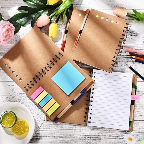 Miniatura 7 de Toodoo Cuaderno de espiral con notas adhesivas de colores y bolígrafo Paquete con 4 unidades