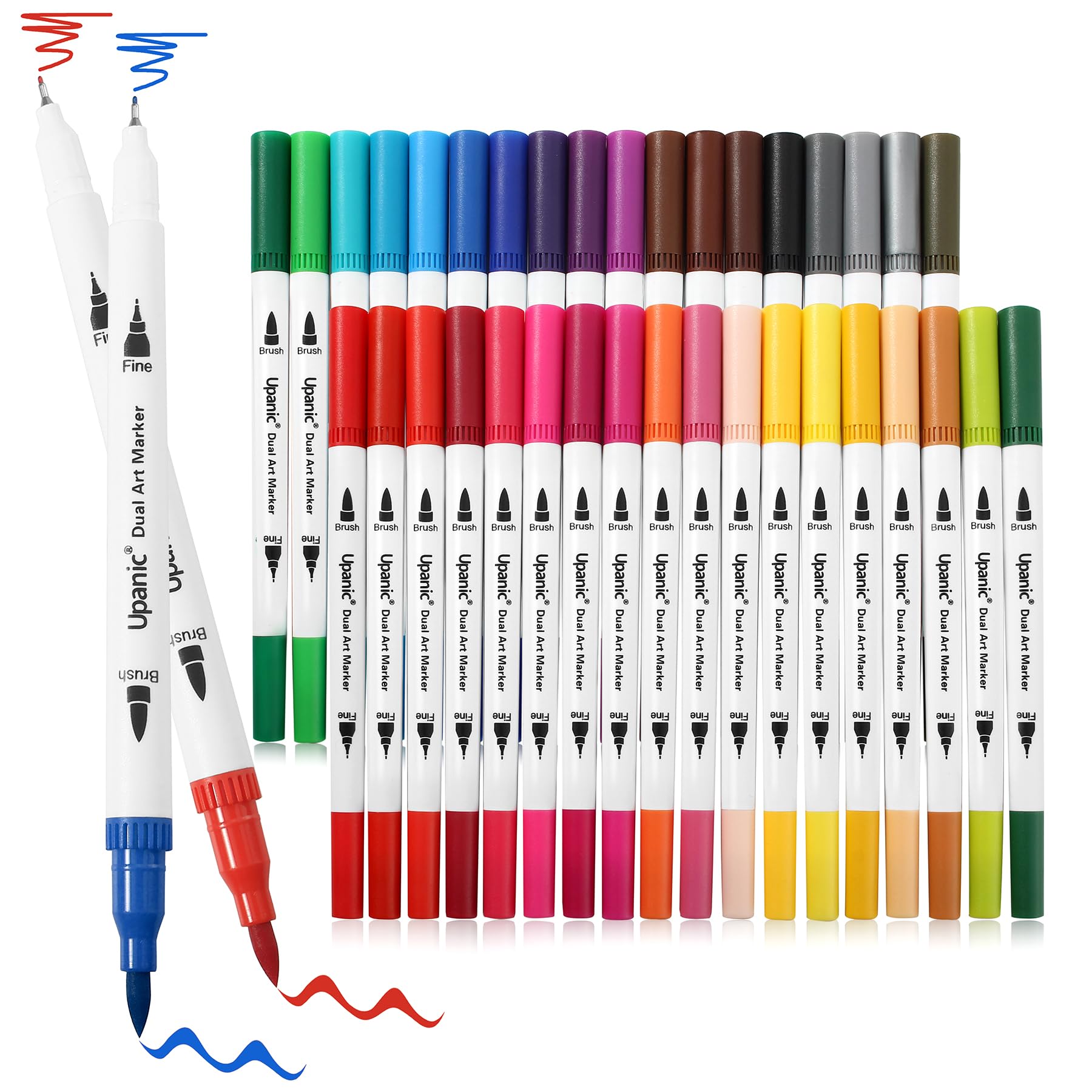 Upanic 36 Art Markers for Adult Coloring Books, Art Supplies, Dual‑Tip