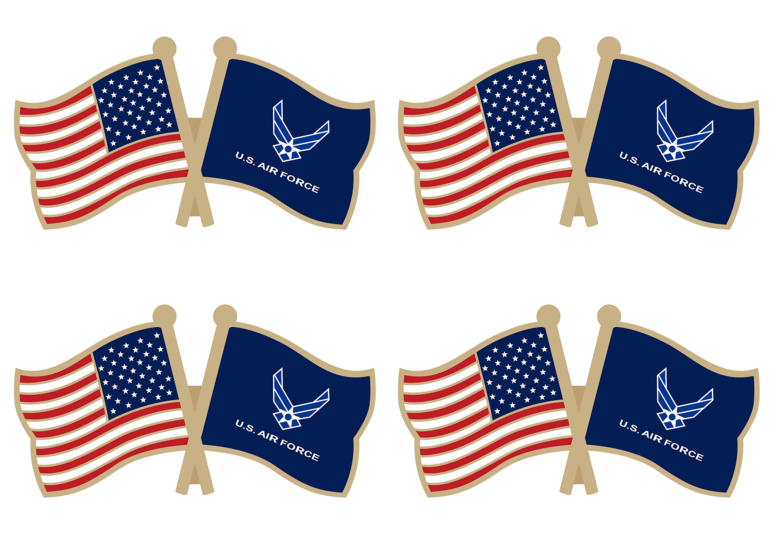 US Air force Wings Crossed Double Flag Lapel Pins Small Mini Military Flags Friendship Pin Badge Pack of 4
