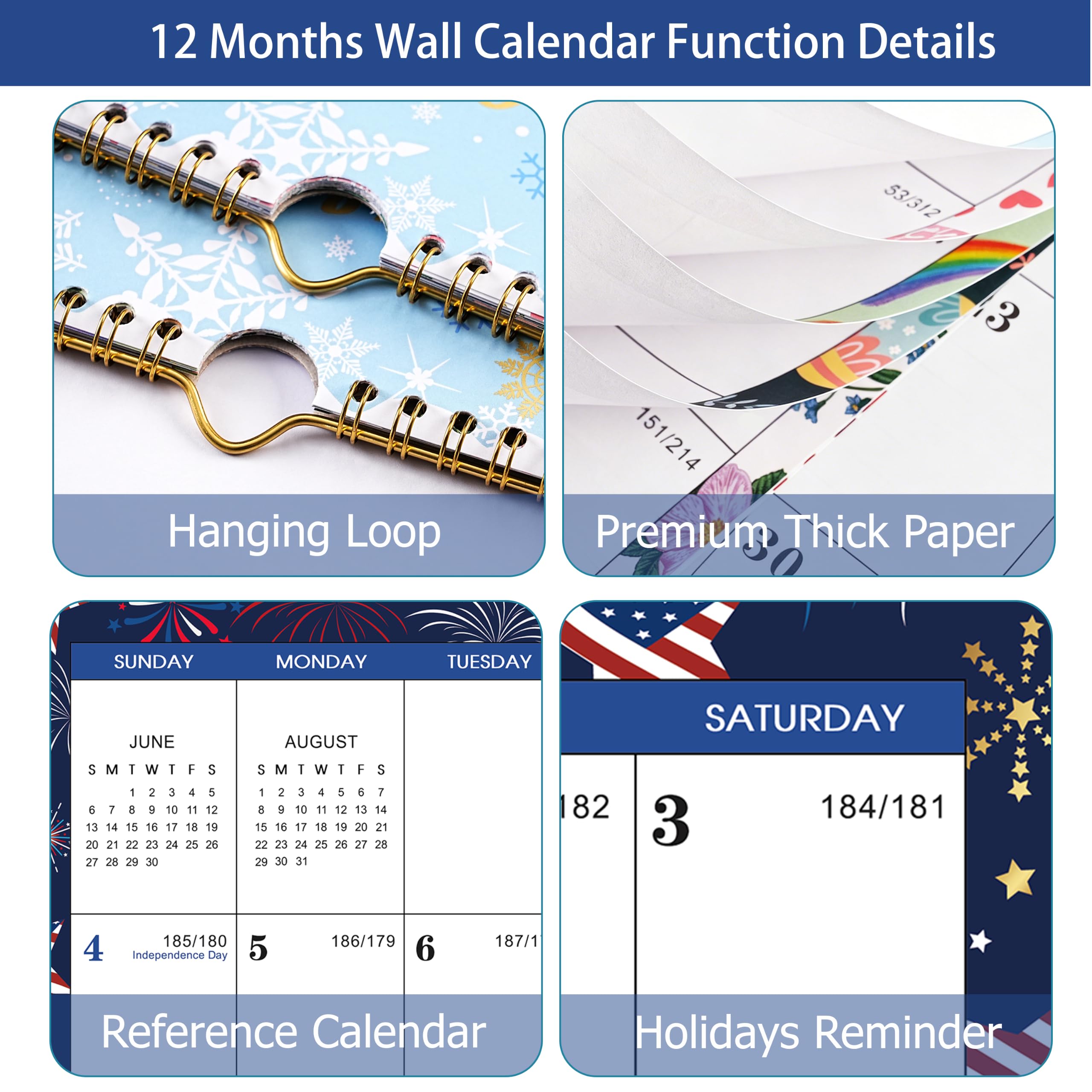 Wandkalender 2025 - Jan. 2025 - Dez. 2025, Kalender 2025 mit dickem Papier, 38,1 x 29,2 cm, perfekter Wandkalender zum Organisieren - 12 verschiedene Themen