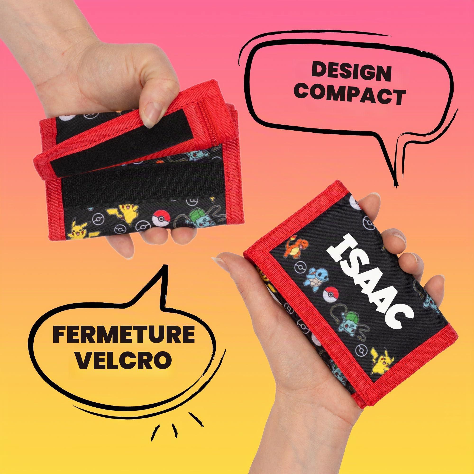 Pokémon – Portefeuille personnalisé pour enfants – Cadeau parfait pour les enfants – Design durable et amusant pour garçons et filles, Rouge