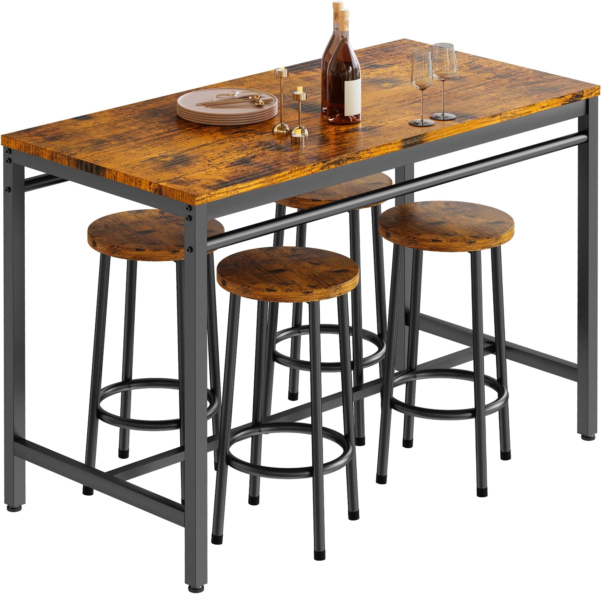 Amazon.com - AWQM Bar Table Set, Dining Table Set for 4, High Top ...