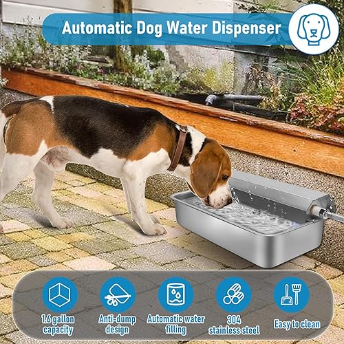 Miniatura 2 de Dispensador automático de agua para perros, dispensador de agua grande de 6 l, tazón de agua de acero inoxidable para exteriores, dispensador