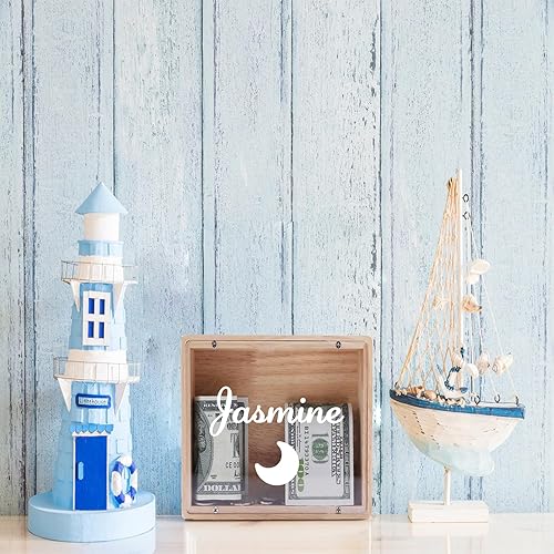 Miniatura 3 de Alcancía con nombre personalizado para niños y niñas, banco de dinero acrílico de madera personalizada regalos de cumpleaños para niños