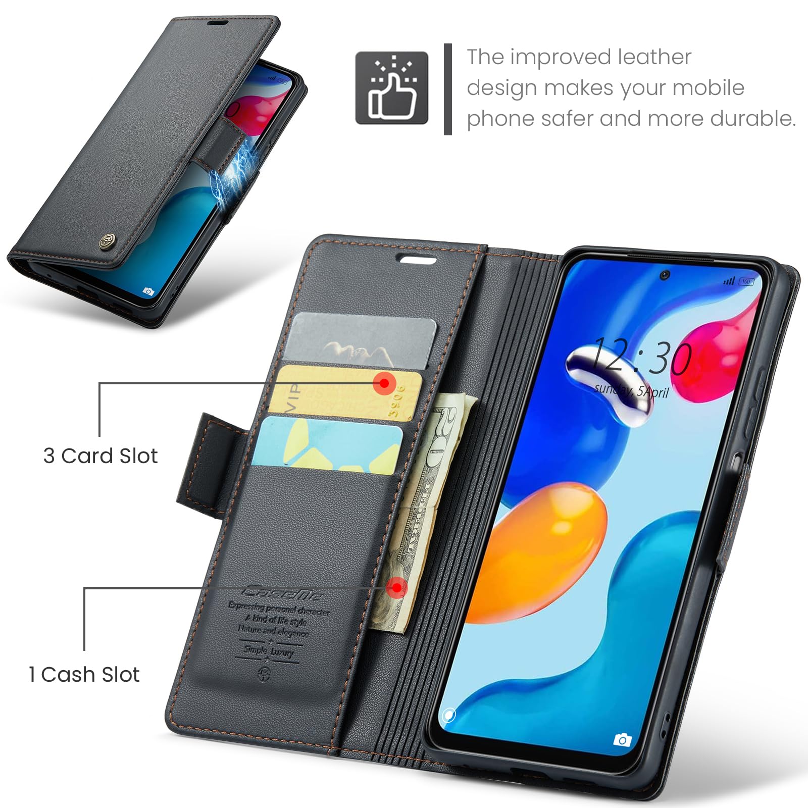 Cover per Xiaomi Redmi Note 11 4G/ Note 11S 4G Custodia Portafoglio [Blocco RFID] Pelle PU Wallet Case Flip Libro con Porta Carte Flip Case per Redmi Note 11/ Note 11S 4G/ Note 12s 4G, Nero