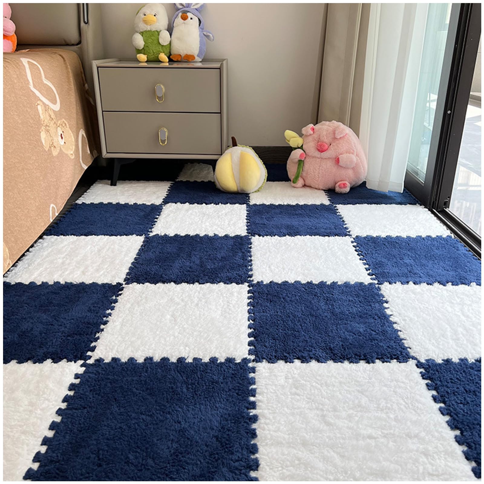Alfombra De Juego De Espuma,Alfombrillas Entrelazables Eva con Bordes,10pcs Felpa para El Suelo,Baldosas Felpa,Alfombra Suave Y Mullida Hogar,Sala Juegos O GuarderíA(30 * 30 * 1cm(10pcs),L)