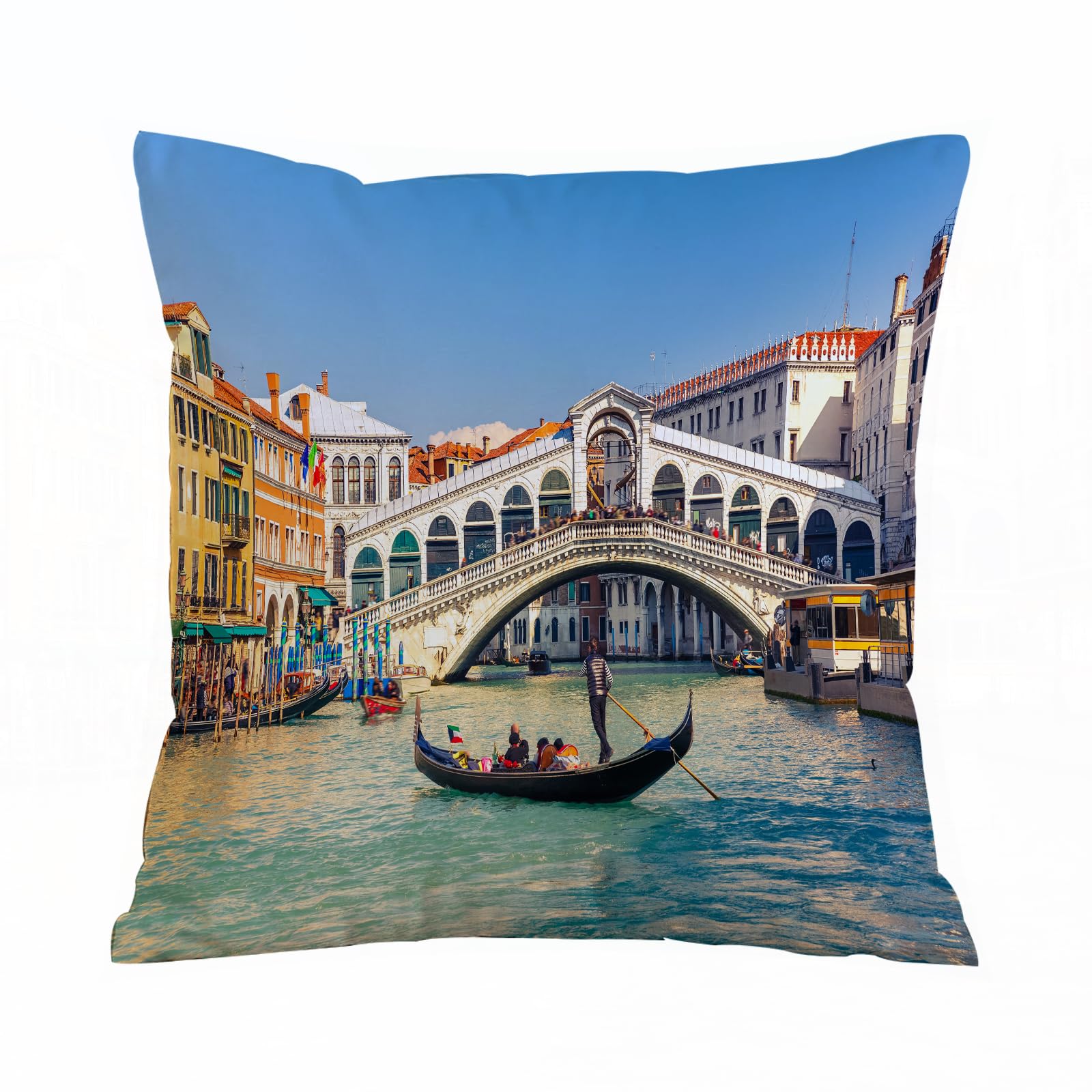 AELKSP Cushion Cover Decorations Pillow Cover Home for Livingroom Couch Sofa Decor Throw Pillow Case Gifts,Gondola near Rialto Bridge in Venice, Italy,16x16 in