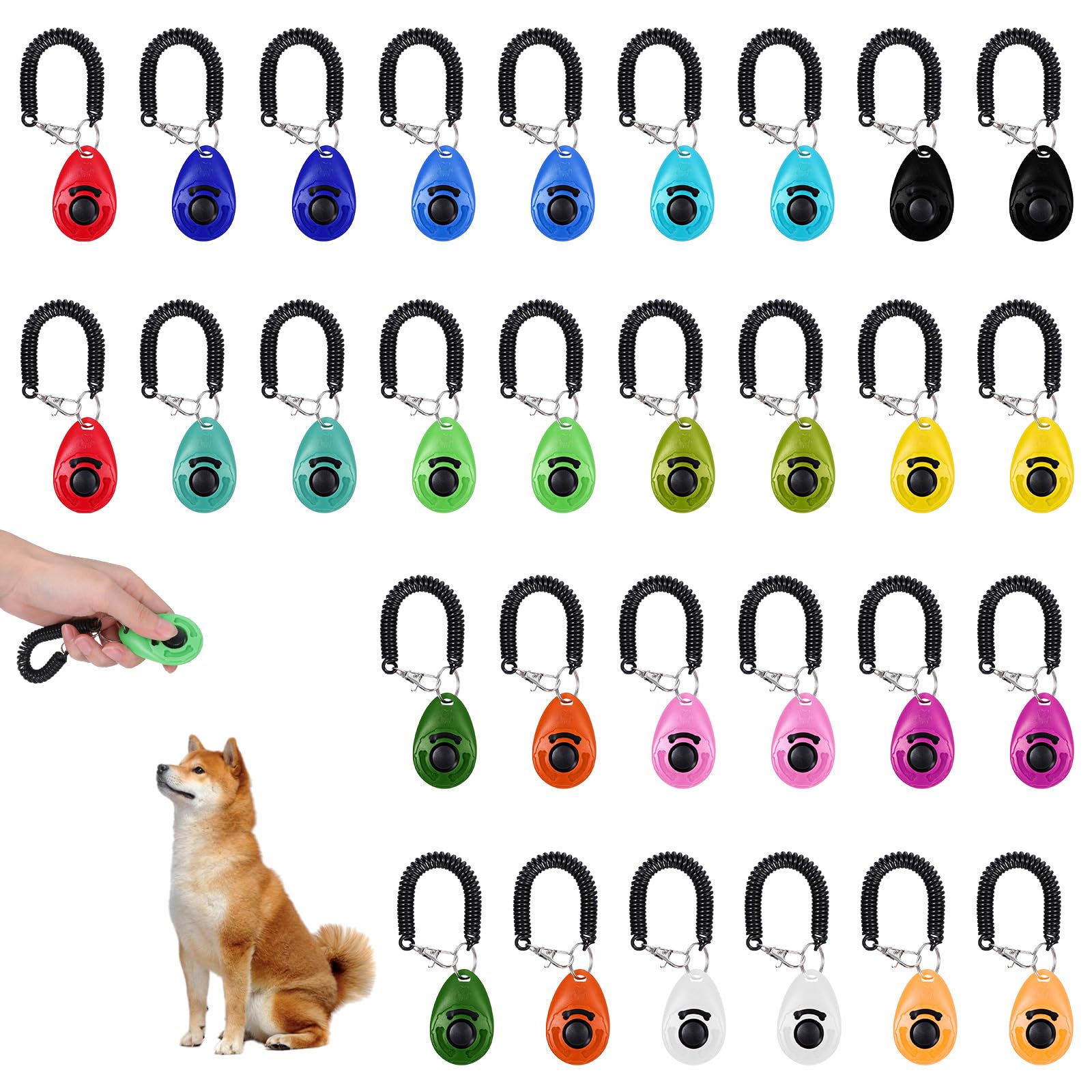 Lot de 30 cliquets de dressage pour chien avec dragonne, clicker d'entraînement comportemental pour animaux de compagnie pour l'obéissance et le renforcement positif, fournitures