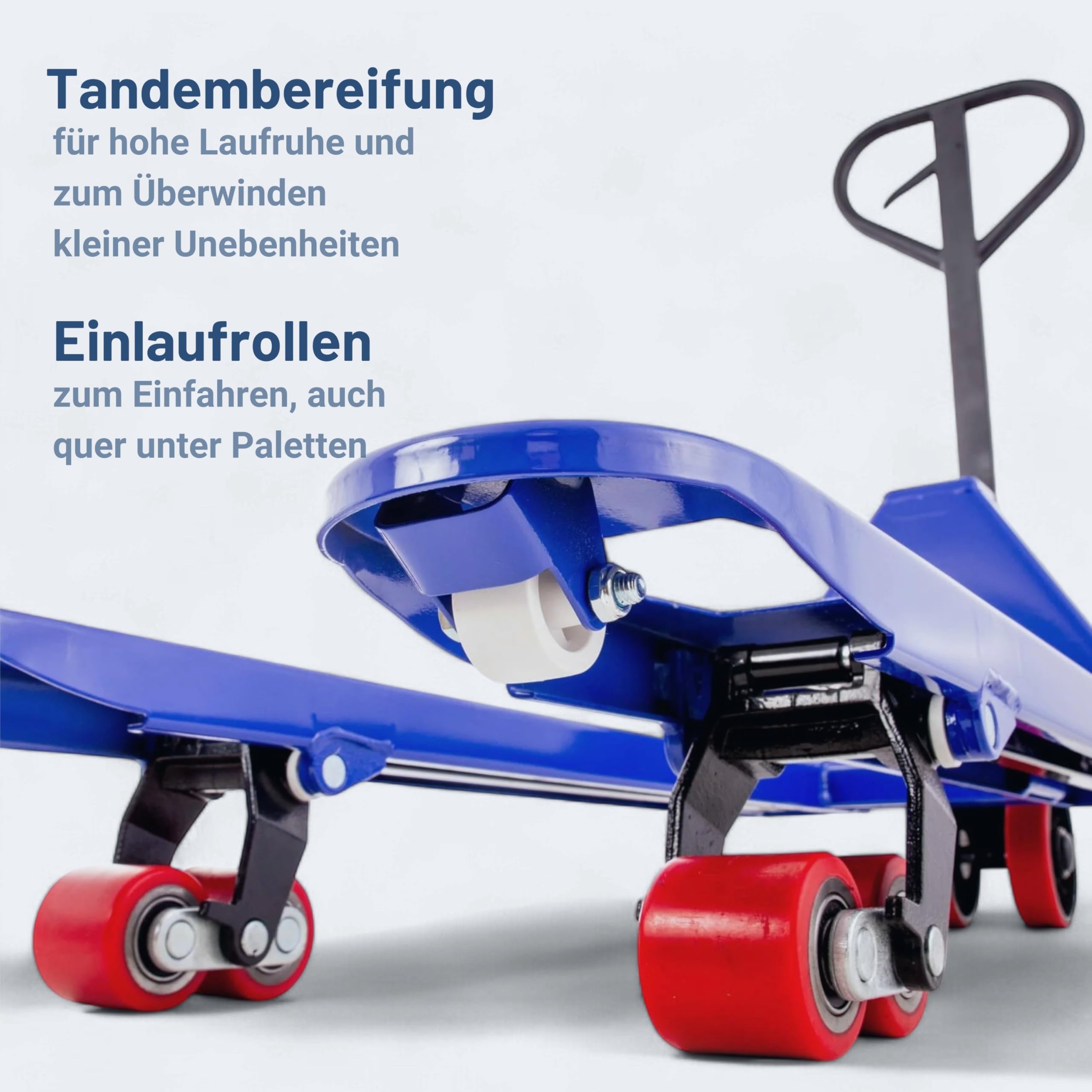 Pallit Five Hubwagen 2500 kg Palettenwagen 1150 mm Gabellänge Blau Robuster Gabelhubwagen mit PU Rollen Handhubwagen aus Stahl, langlebig