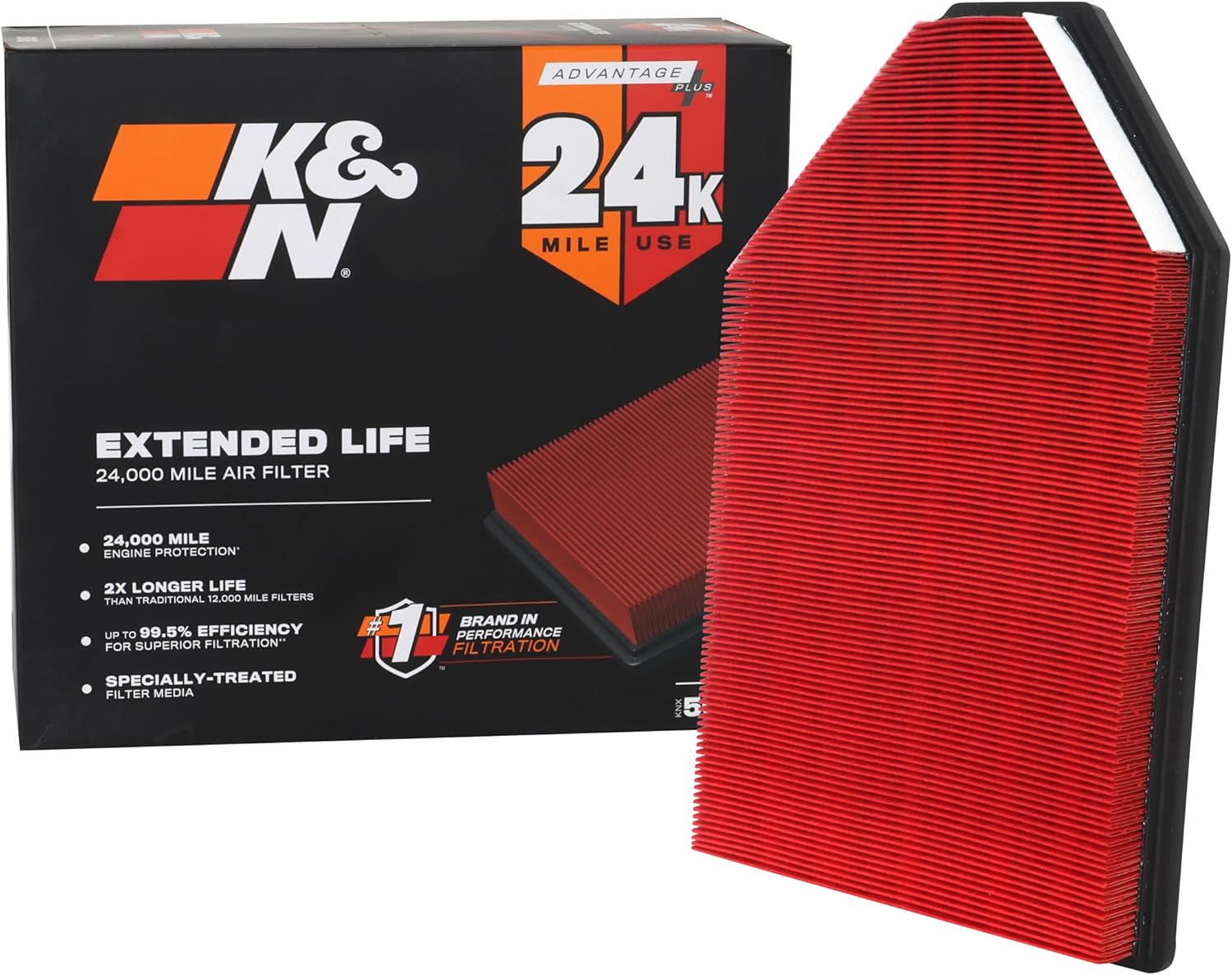 K&N Engine Air Filter: Extended Life 24,000 Mile Replacement Air Filter: Compatible with 2011-2019 Chrysler/Dodge V6/V8 (Charger, Challenger, 300), KNX-2460